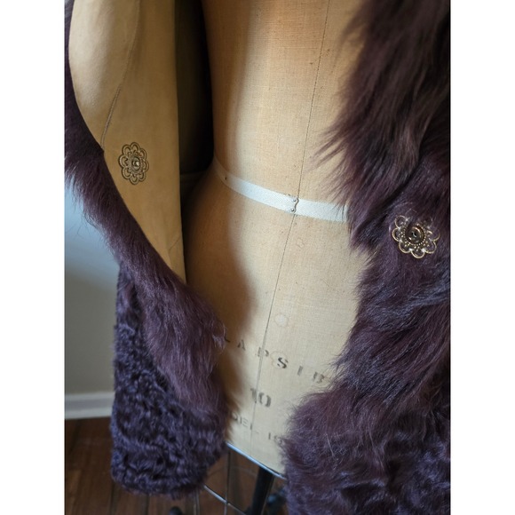 Plum Burgundy Fur Coat – Statement Piece – Glam Winter Coat - Picture 4 of 6